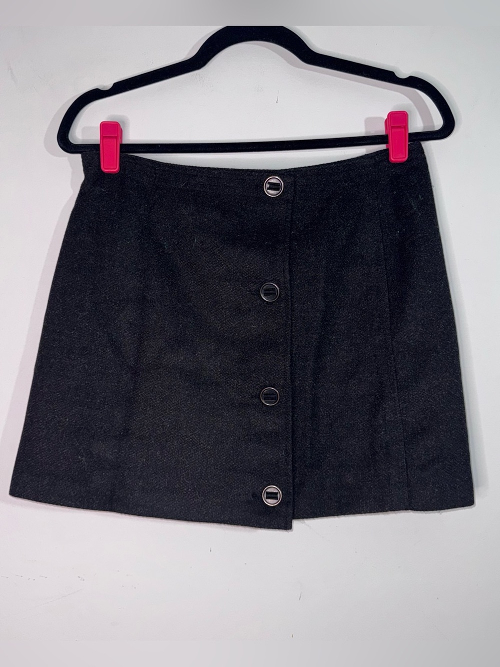 PrAna Wool Blend Button Front Mini Skirt Gray Size 4 A-Line